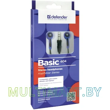 Наушники Defender Basic 604 (синий) (63608) картинка 3
